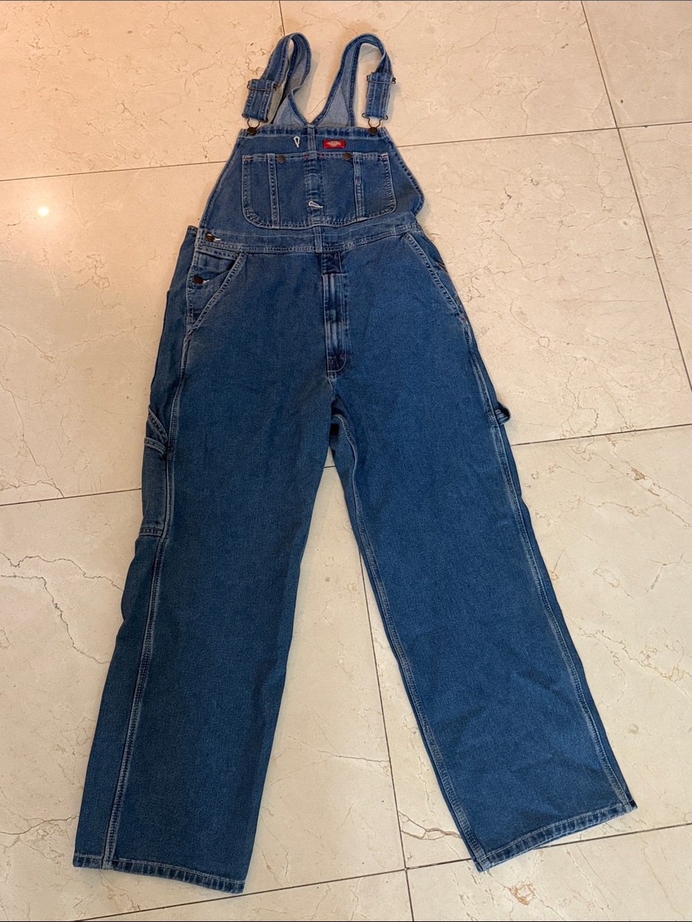 Dickies Men's Blue Relaxed Denim Overalls